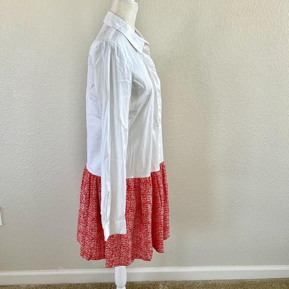 Diane Von Furstenberg DVF Sz Large Alison Drop Waist White & Red Pleated Dress - Picture 5 of 16